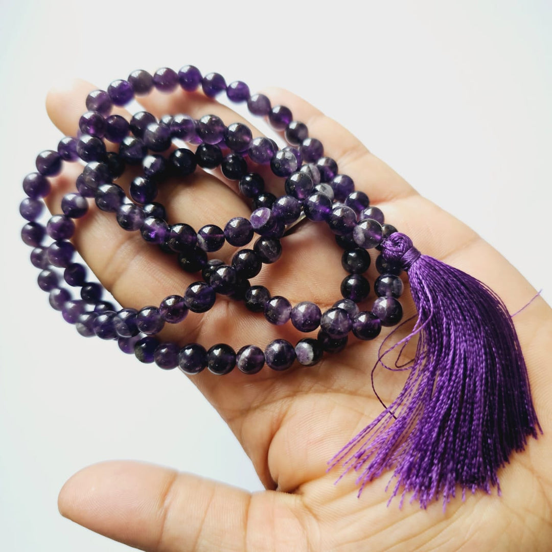 Jain Japa Mala in Amethyst (108+3 Beads)