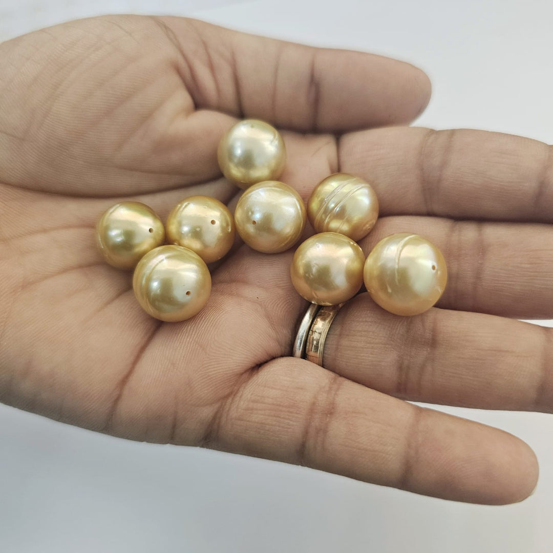 Golden South Sea Pearl Full Drilled 13-14mm 16.30 Carats FVCI25