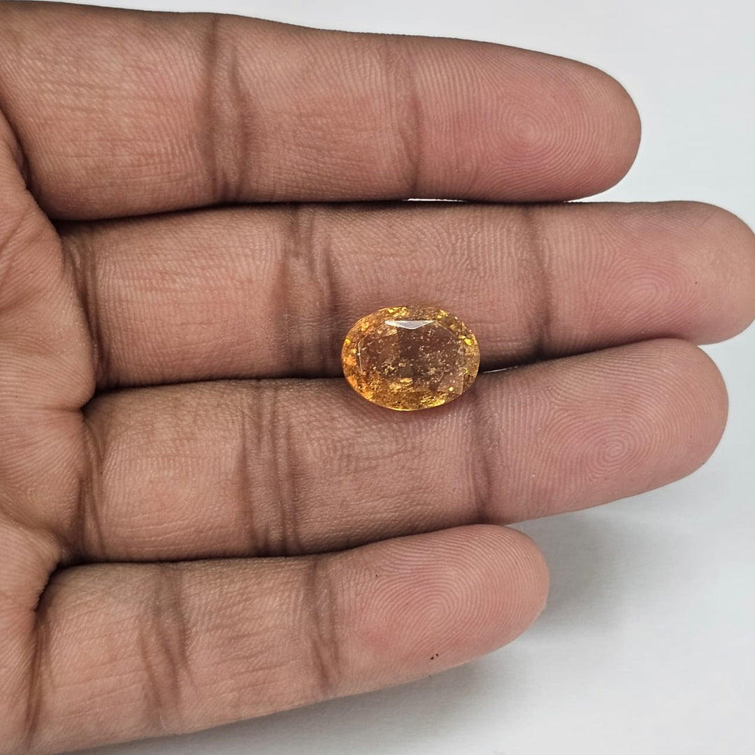 Certified Hessonite (Gomed) 7.09 Cts (7.79 Ratti) Sri Lanka (Ceylon) UZZI96