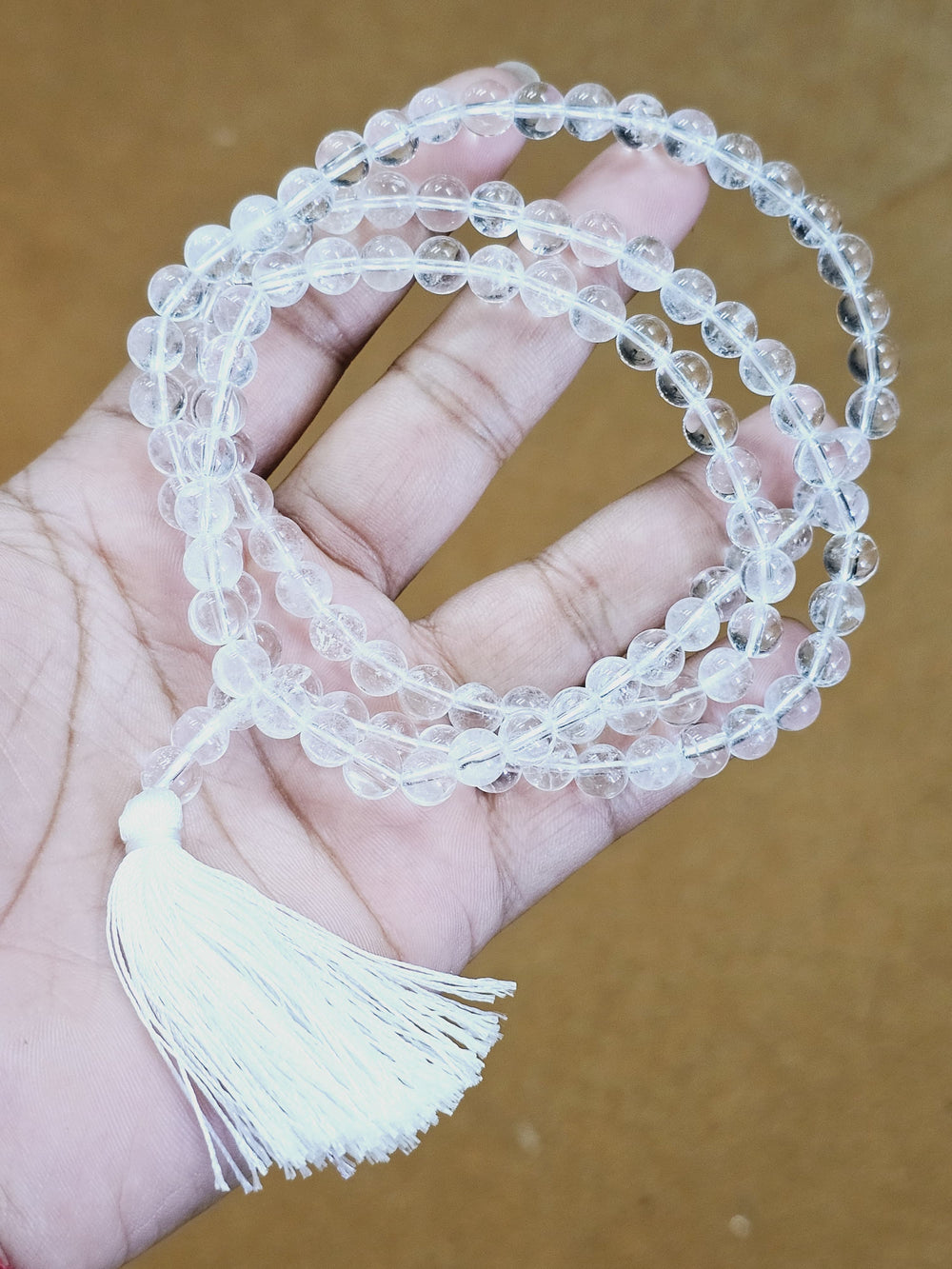 Jain Japa Mala in Clear Quartz(Sphatik) (108+3 Beads)