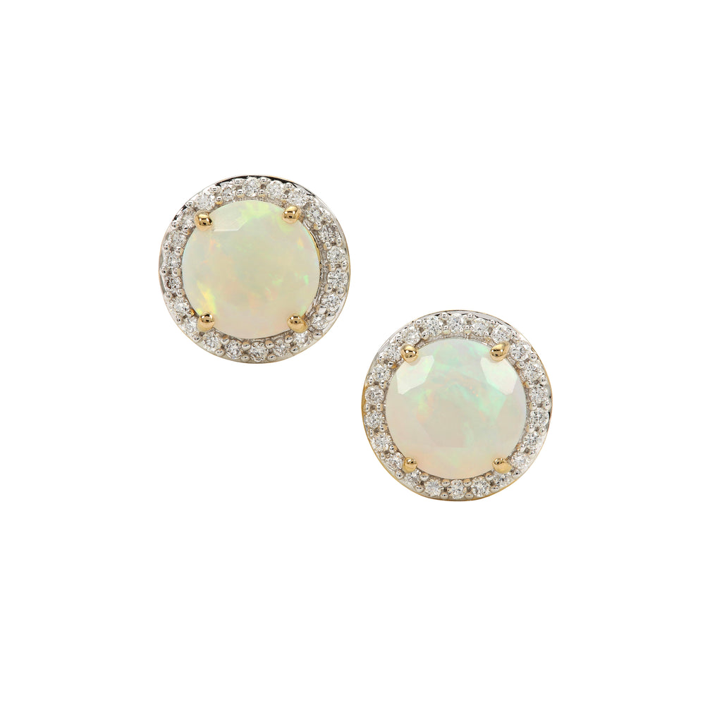 Timeless Opal and Diamond Earring Studs in 14k Gold(XQNK59)
