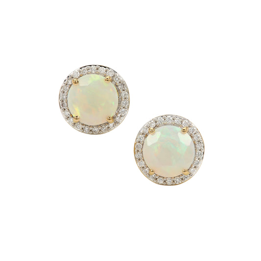 Timeless Opal and Diamond Earring Studs in 14k Gold(XQNK59)