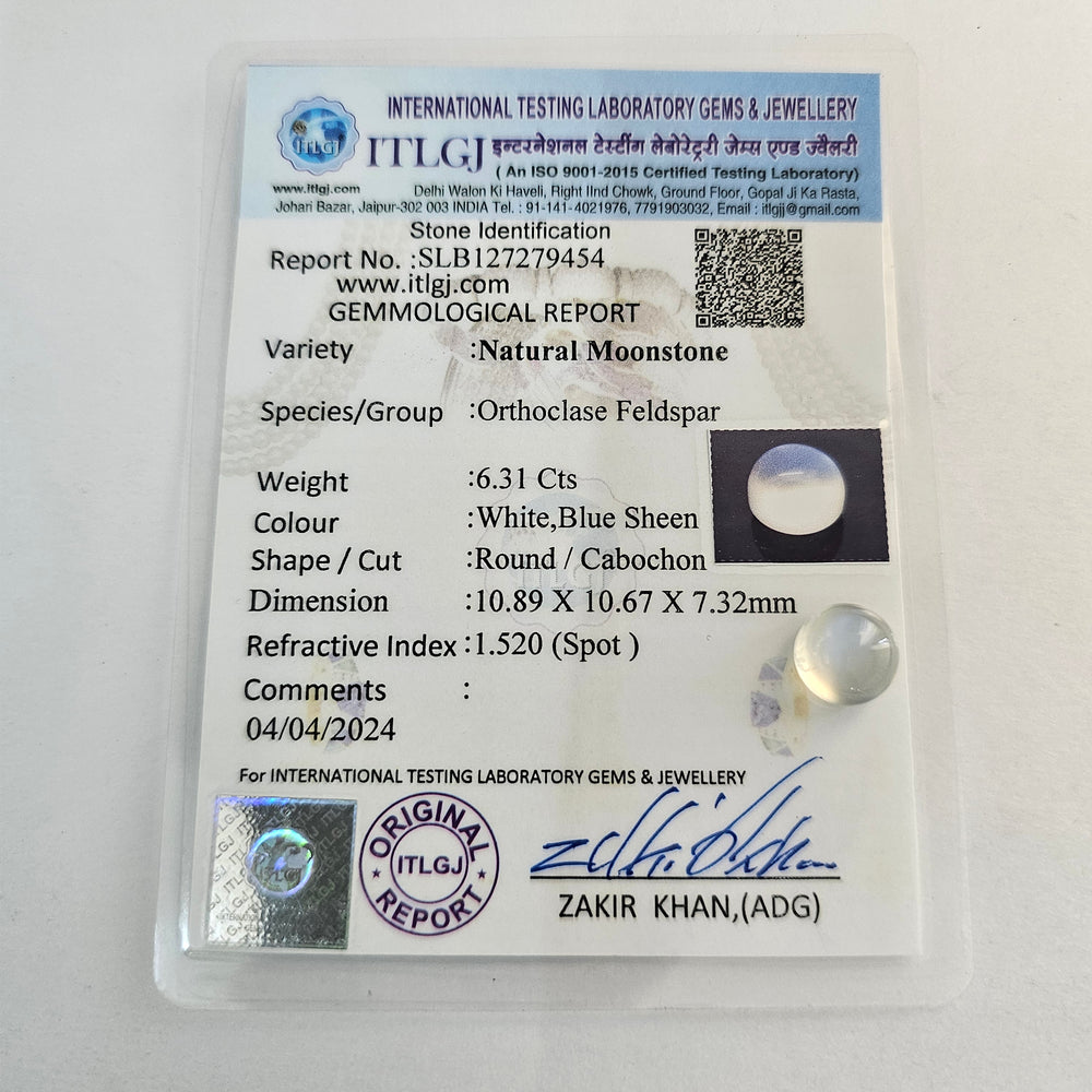 Certified Moonstone 5.70 Cts (6.27 Ratti)