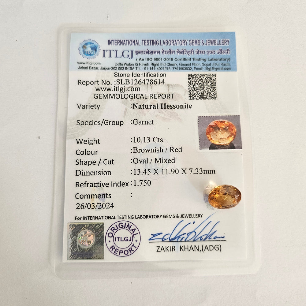 Hessonite (Gomed) 10.15 Cts (11.17 Ratti) Sri Lanka (Ceylon)