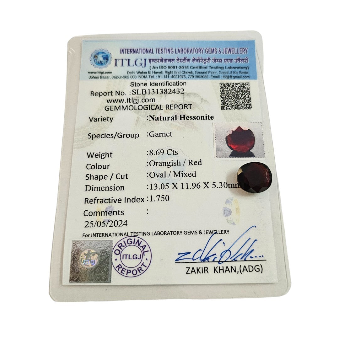 Certified Black Hessonite (Kala Gomed) 8.69Cts (9.56 Ratti)