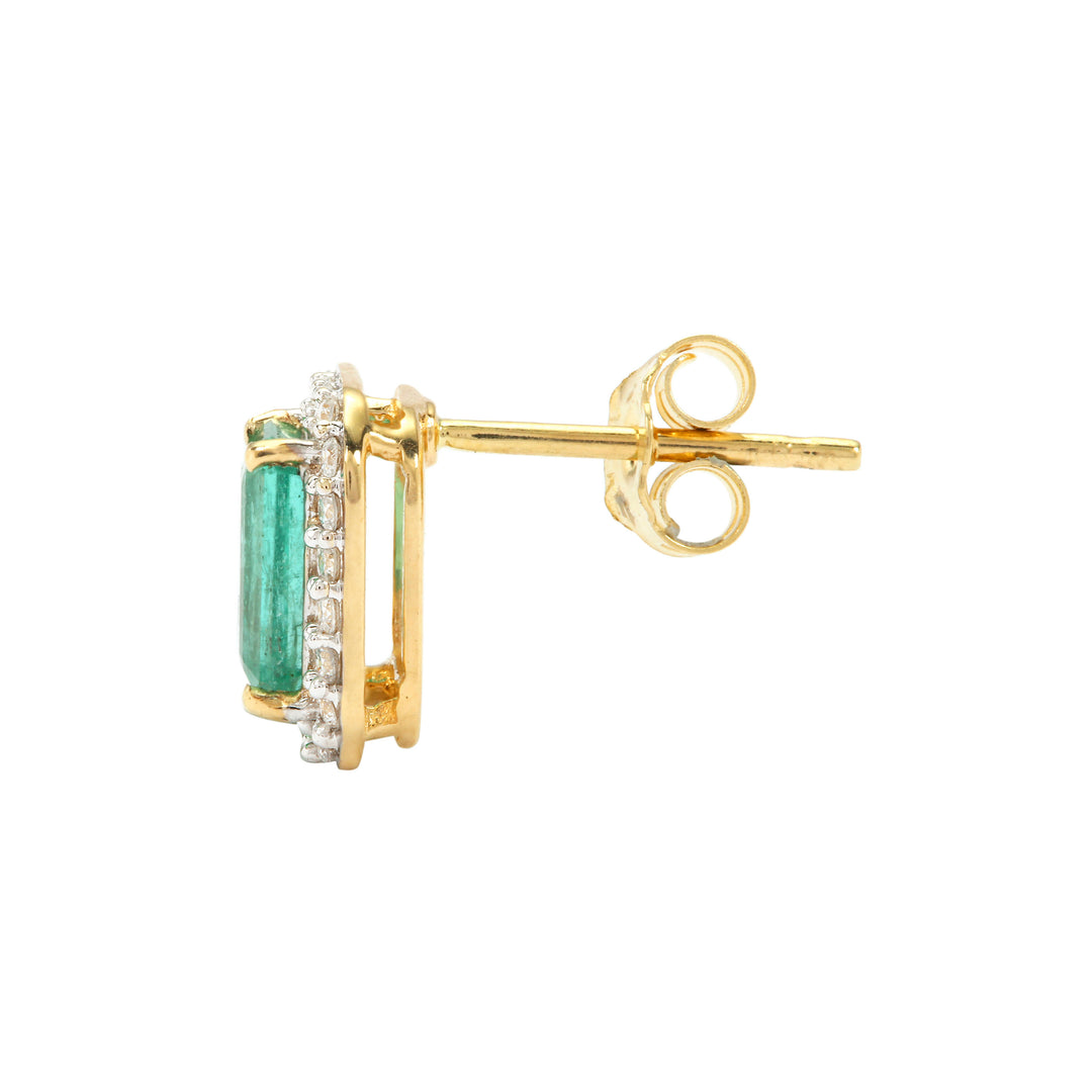 Emerald and Diamond Earring Studs in 14KY Gold (YKNK14)