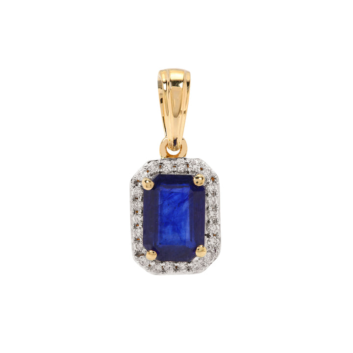 Classic Gold Pendant with Blue Sapphire and Diamond(YLNK21)