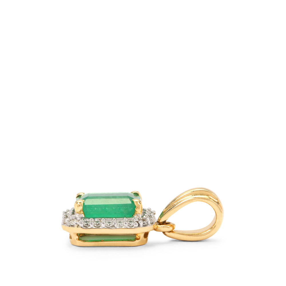 Emerald and Diamond Pendant in 14KY Gold (YLNK21)