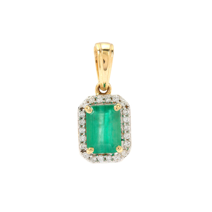 Emerald and Diamond Pendant in 14KY Gold (YLNK21)