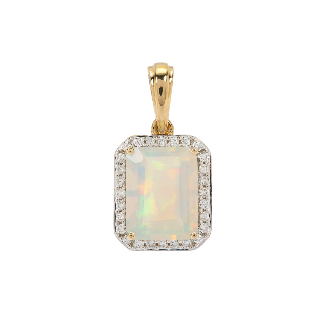 Luxurious Opal Diamond Pendant in 14k Gold(YWNK97)