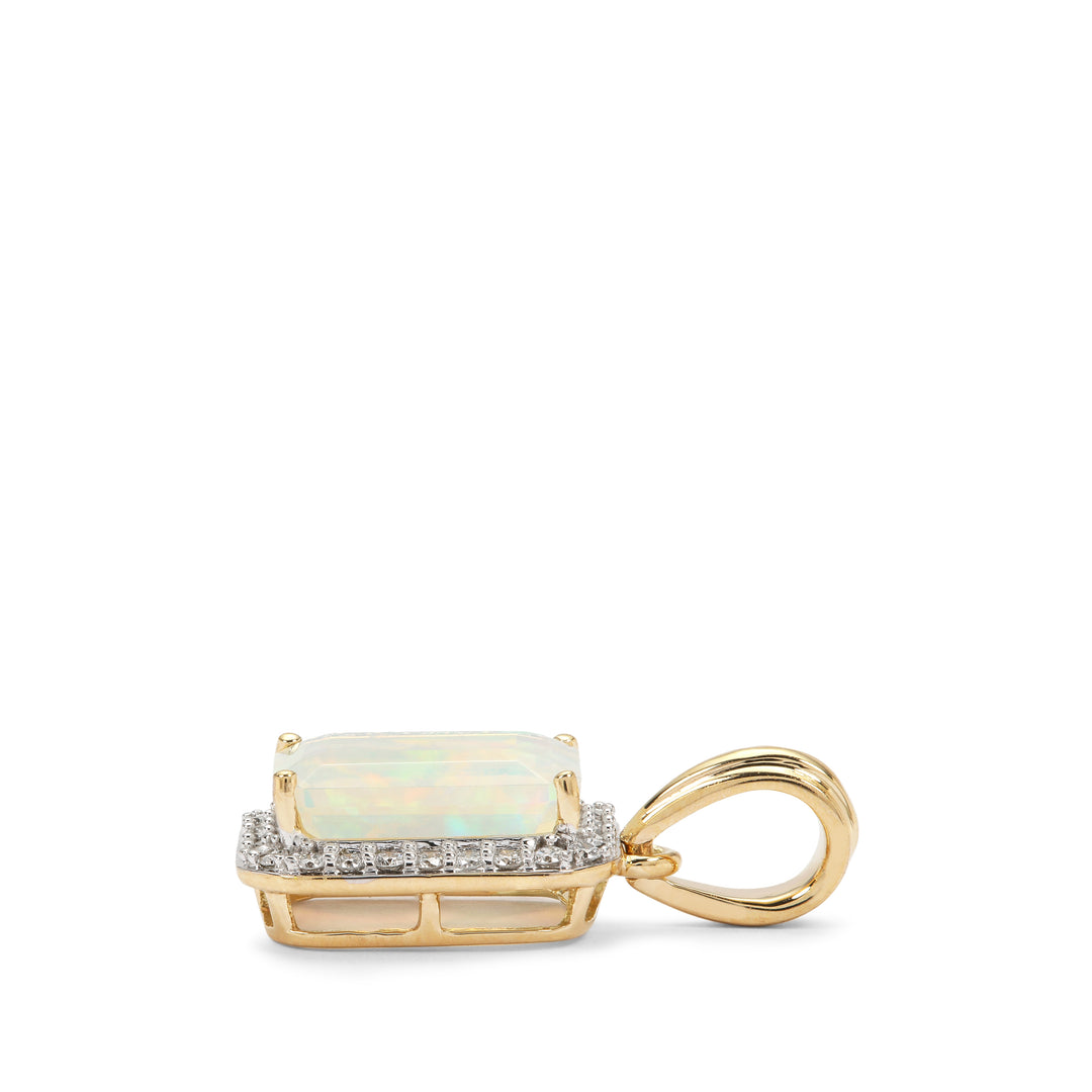 Luxurious Opal Diamond Pendant in 14k Gold(YWNK97)