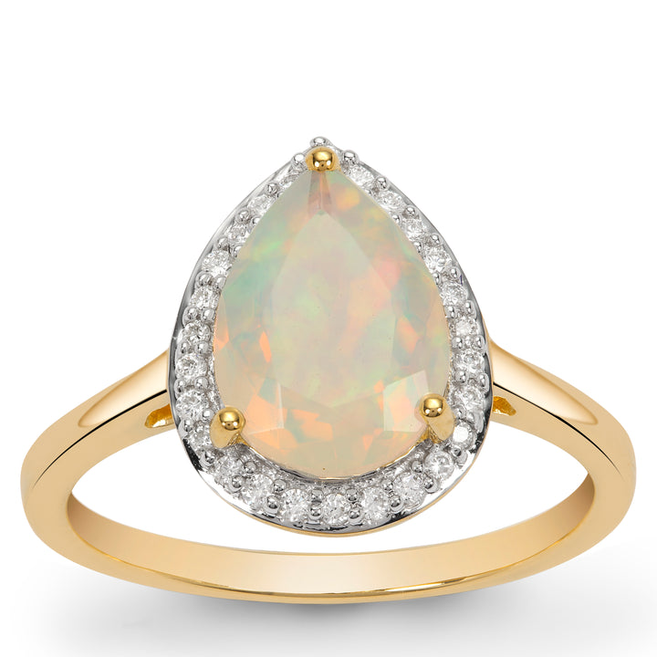 Fiery Opal and Diamond Ring in 14k Gold(ZCNK98)