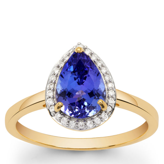 Tanzanite and Diamond Ring in 14k Gold (ZCNK98T)