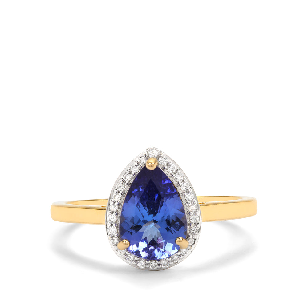 Tanzanite and Diamond Ring in 14k Gold (ZCNK98T)