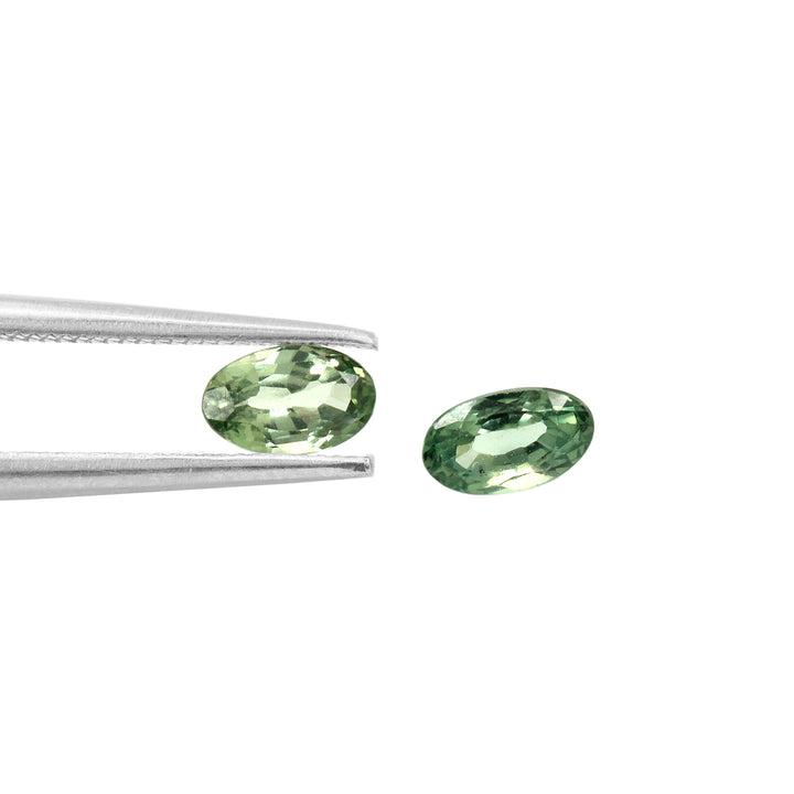 2Pc Lot Green Sapphire Oval 5x3mm