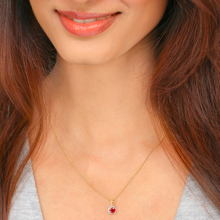 Timeless Elegance Ruby and Diamond Pendant in Gold (ZTNK15)