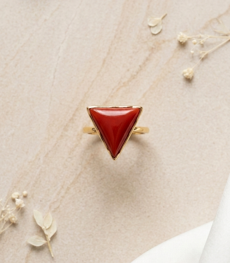 8.14 Carat Moonga Ring (Red Coral) in 14K Gold – Customised Gallery Design