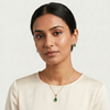 Diamond & Emerald Pendant Stud Earrings Set in 14K Gold – Minimal Elegance