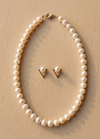 White Pearl Pendant & Earrings Set in 18K Gold – Timeless Elegance