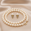 White Pearl Pendant & Earrings Set in 18K Gold – Timeless Elegance