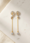 18K Gold Diamond Chain Drop Earrings – Pavé & Cluster Design