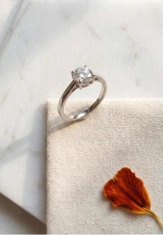 0.90 Ct Diamond Ring in White Gold (GIA Certified, VVS1, G Colour)