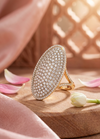 Oval Pave Diamond Statement Ring 14K Gold