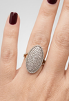 Oval Pave Diamond Statement Ring 14K Gold