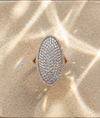 Oval Pave Diamond Statement Ring 14K Gold