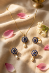 Royal Kyanite Pearl Set in 18K Gold