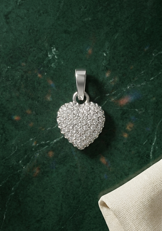 Diamond Puff Heart Pendant in 14K White Gold