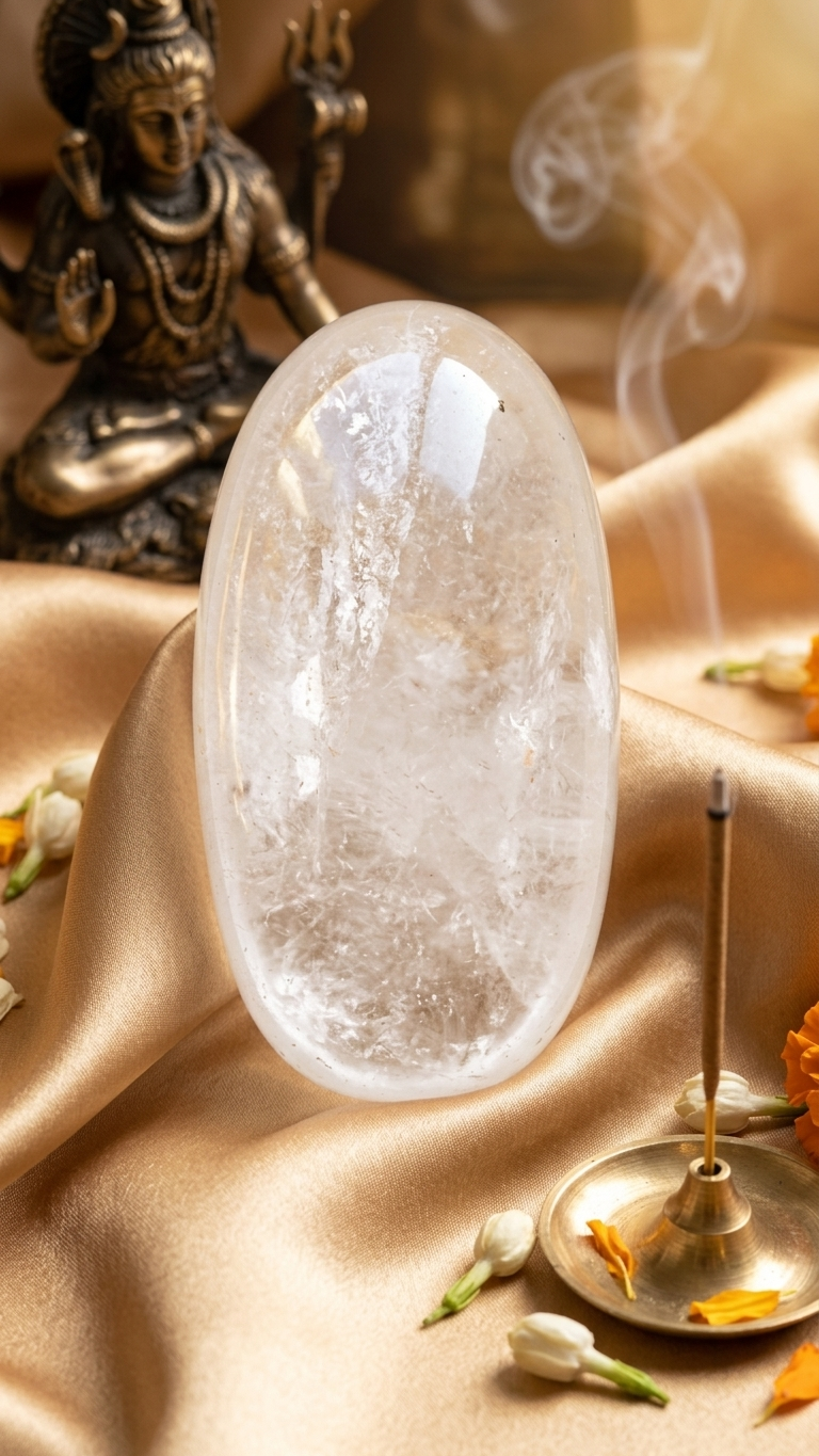 Natural Crystal Quartz Gemstone Shivlingam CQS001