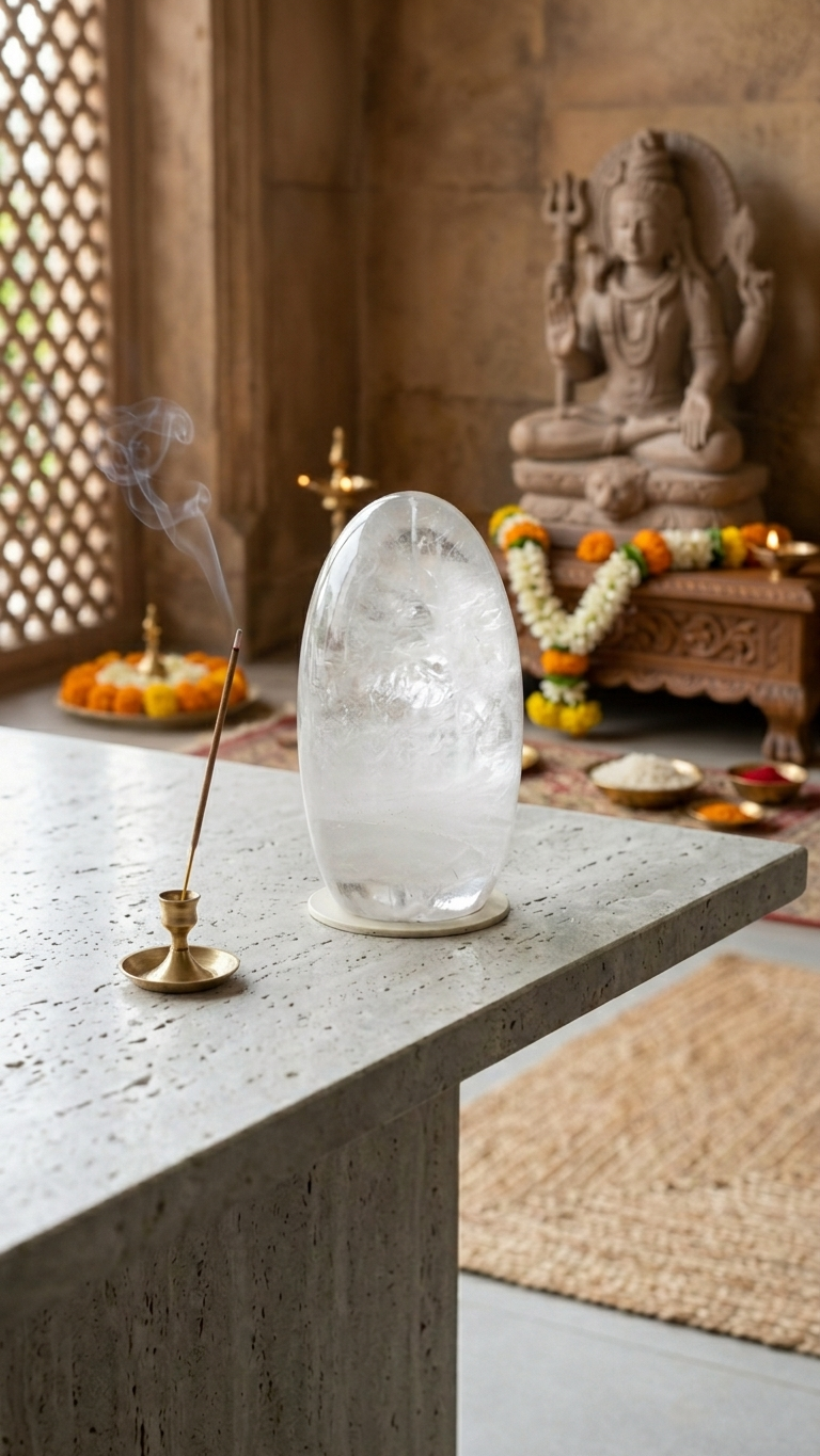 Natural Crystal Quartz Gemstone Shivlingam CQS004