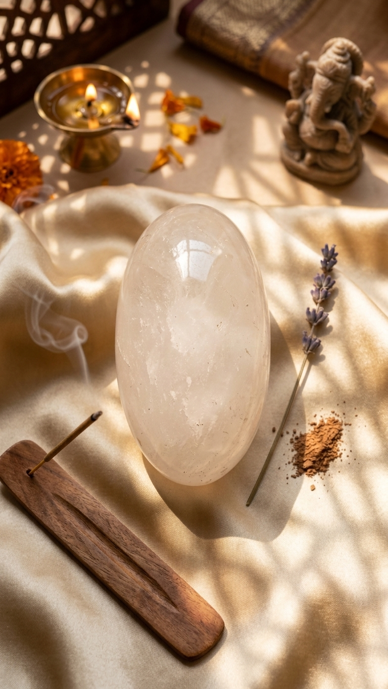 Natural Crystal Quartz Gemstone Shivlingam CQS002