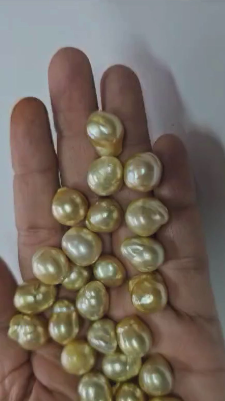 Certified 13-14mm Golden South Sea Pearl Baroque Undrilled Australia