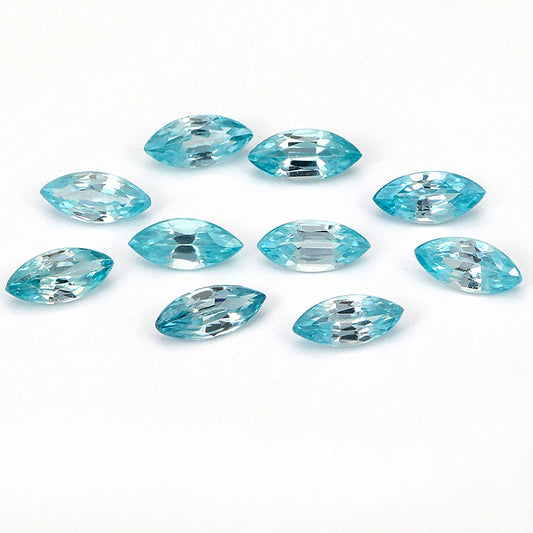 10Pc Lot Blue Zircon 5x2mm 1.65 Carats