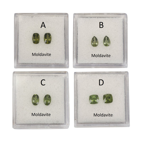 Matching Pairs in Moldavite 5x5mm-6x4mm