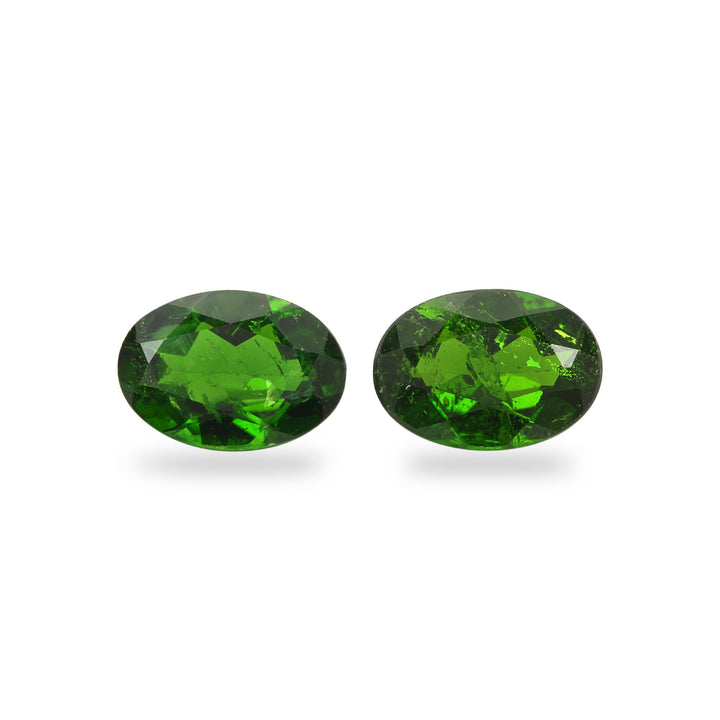 Matching Pair in Chrome Diopside - Cushion, Oval